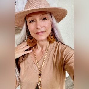 Rustic fringe boho statement earrings w macrame/hippy/cottage core vibe